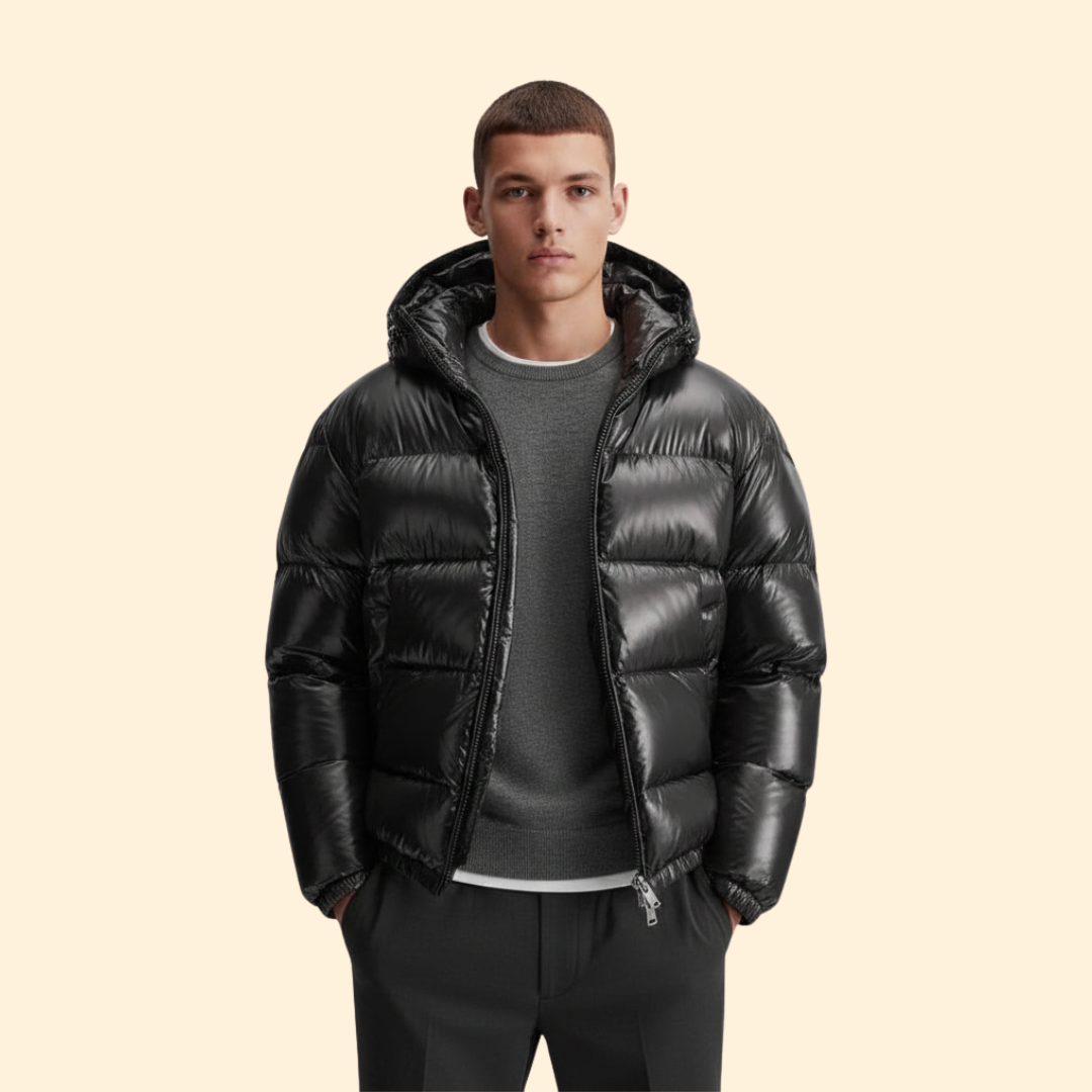 Sleek Hooded Puffer Jacket – Winter Warmth, Outdoor Adventure