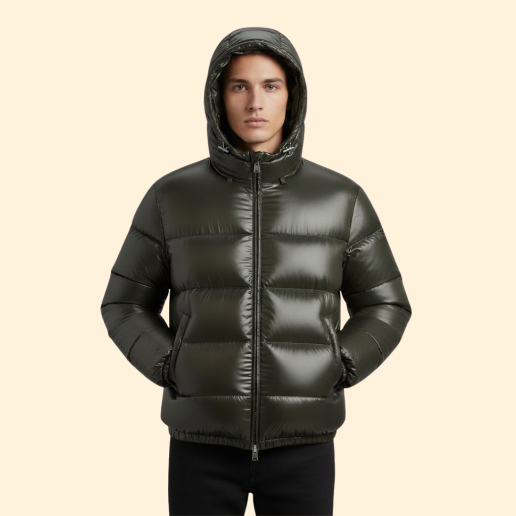 Sleek Hooded Puffer Jacket – Winter Warmth, Outdoor Adventure
