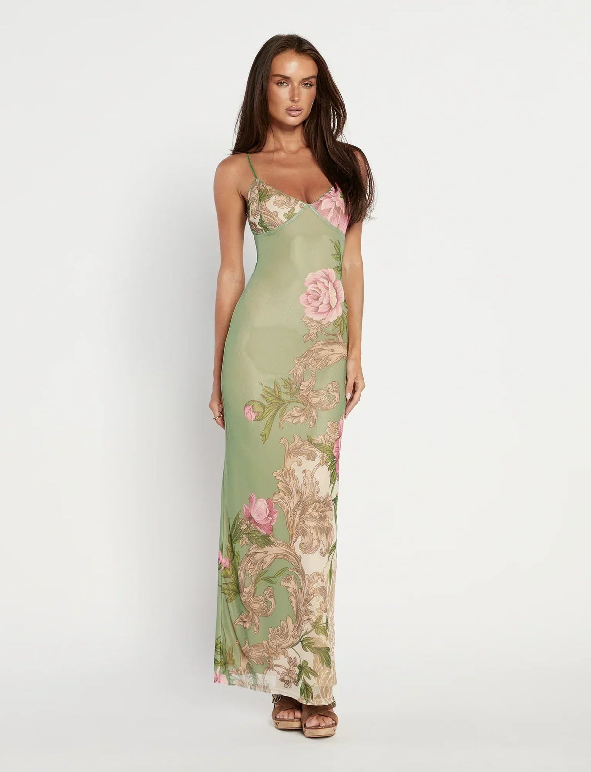 Striped Maxi Dress – Sleeveless, Occasion Gown for Weddings & Events