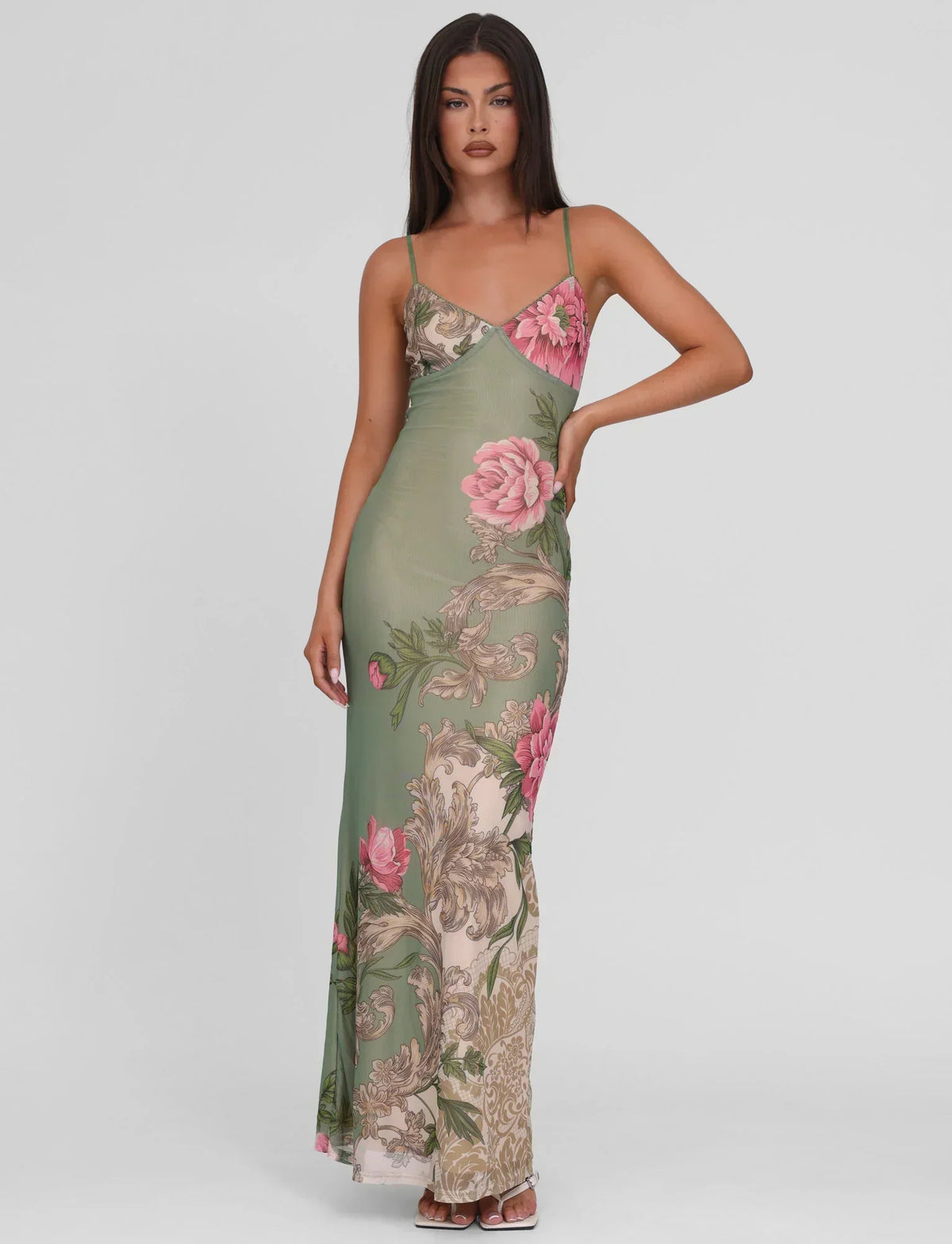 Striped Maxi Dress – Sleeveless, Occasion Gown for Weddings & Events