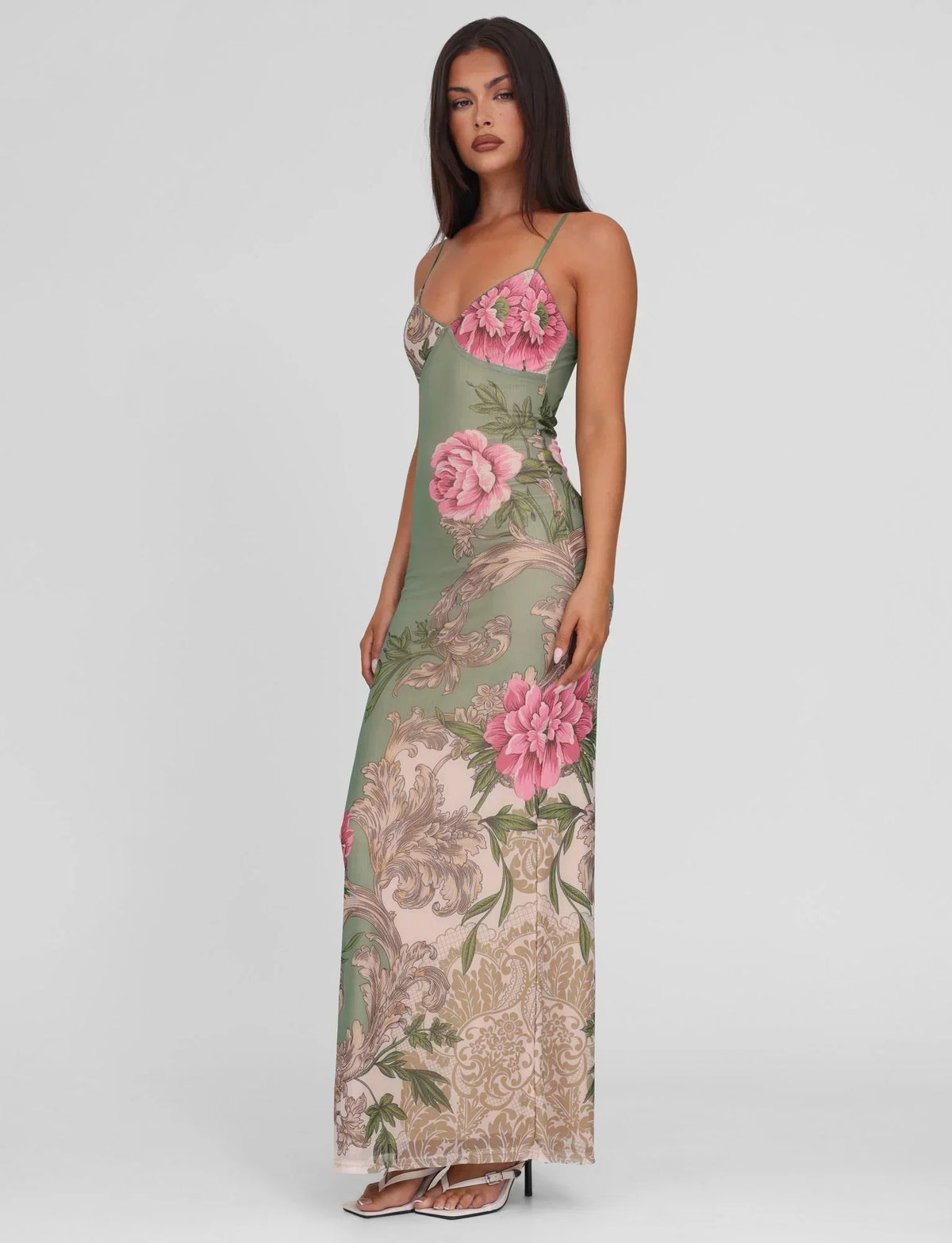 Striped Maxi Dress – Sleeveless, Occasion Gown for Weddings & Events
