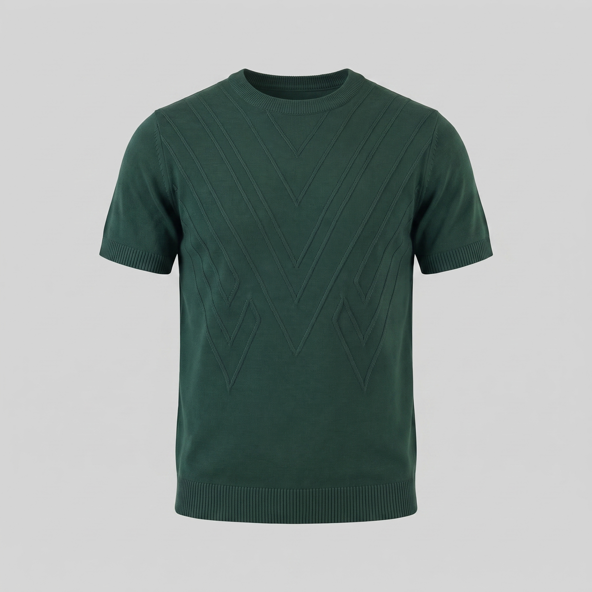 Textured Knit T-Shirt for Men - Casual Short Sleeve Top for Everyday Wear