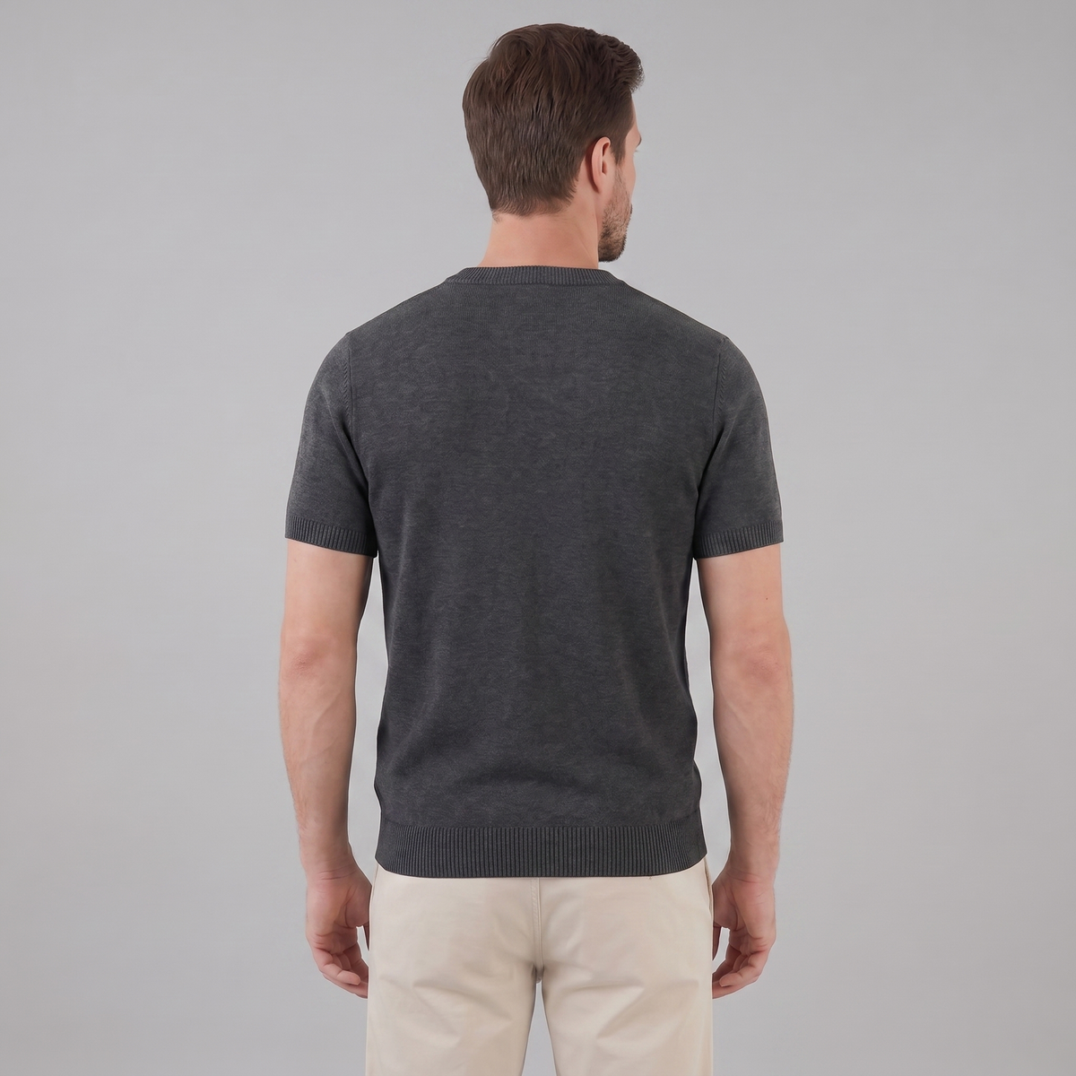 Textured Knit T-Shirt for Men - Casual Short Sleeve Top for Everyday Wear