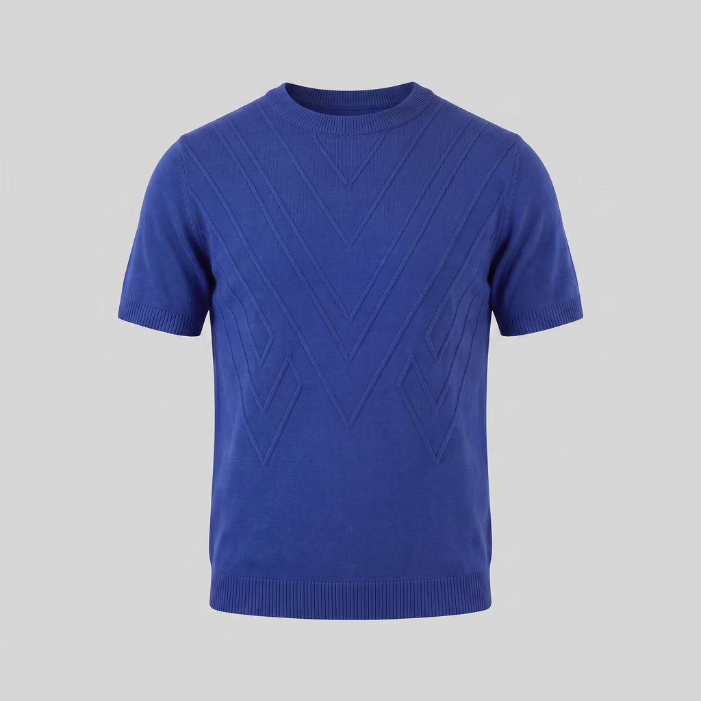 Textured Knit T-Shirt for Men - Casual Short Sleeve Top for Everyday Wear