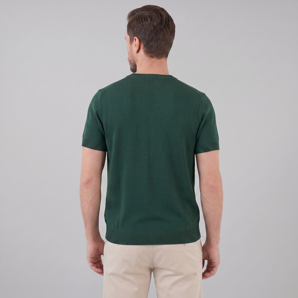 Textured Knit T-Shirt for Men - Casual Short Sleeve Top for Everyday Wear