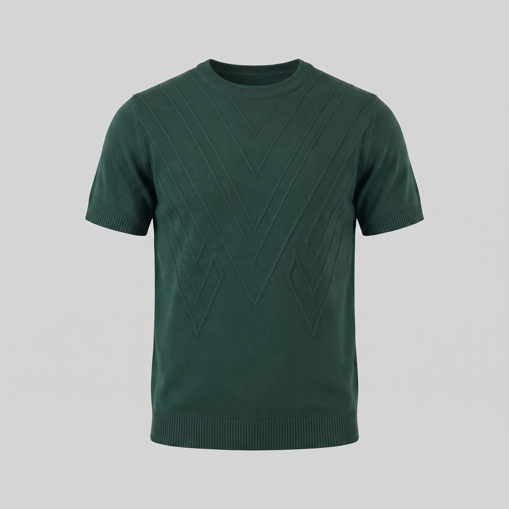 Textured Knit T-Shirt for Men - Casual Short Sleeve Top in Comfortable Fabric