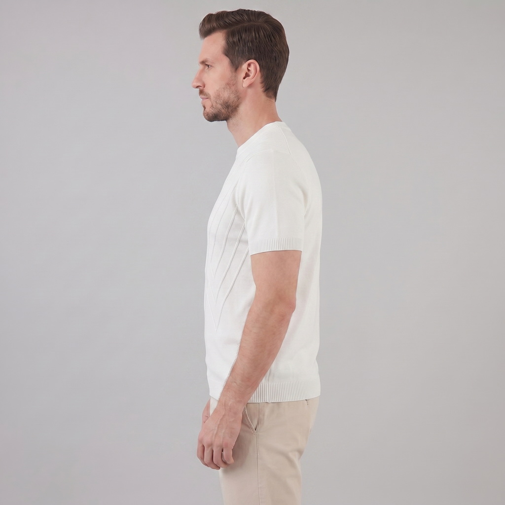 Textured Knit T-Shirt for Men - Casual Short Sleeve Top in Comfortable Fabric