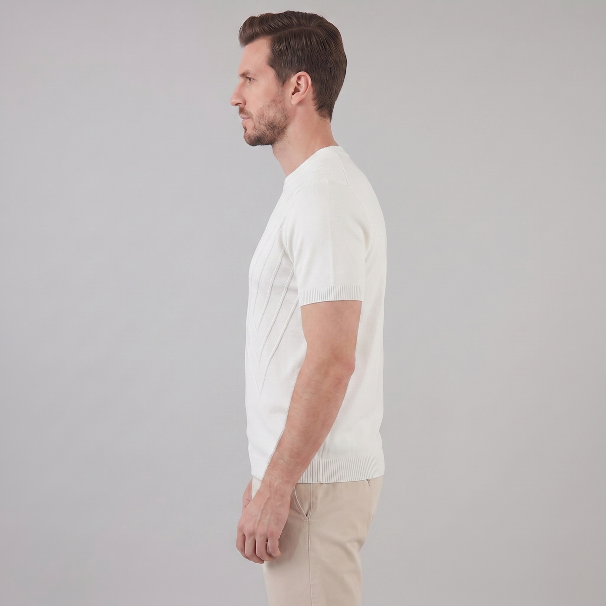 Textured Knit T-Shirt for Men - Casual Short Sleeve Top in Comfortable Fabric