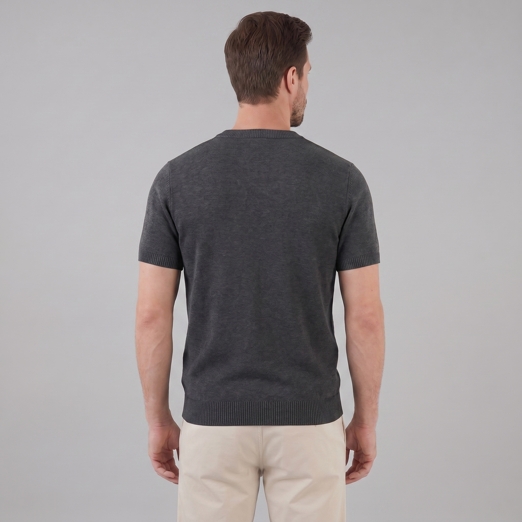 Textured Knit T-Shirt for Men - Casual Short Sleeve Top in Comfortable Fabric