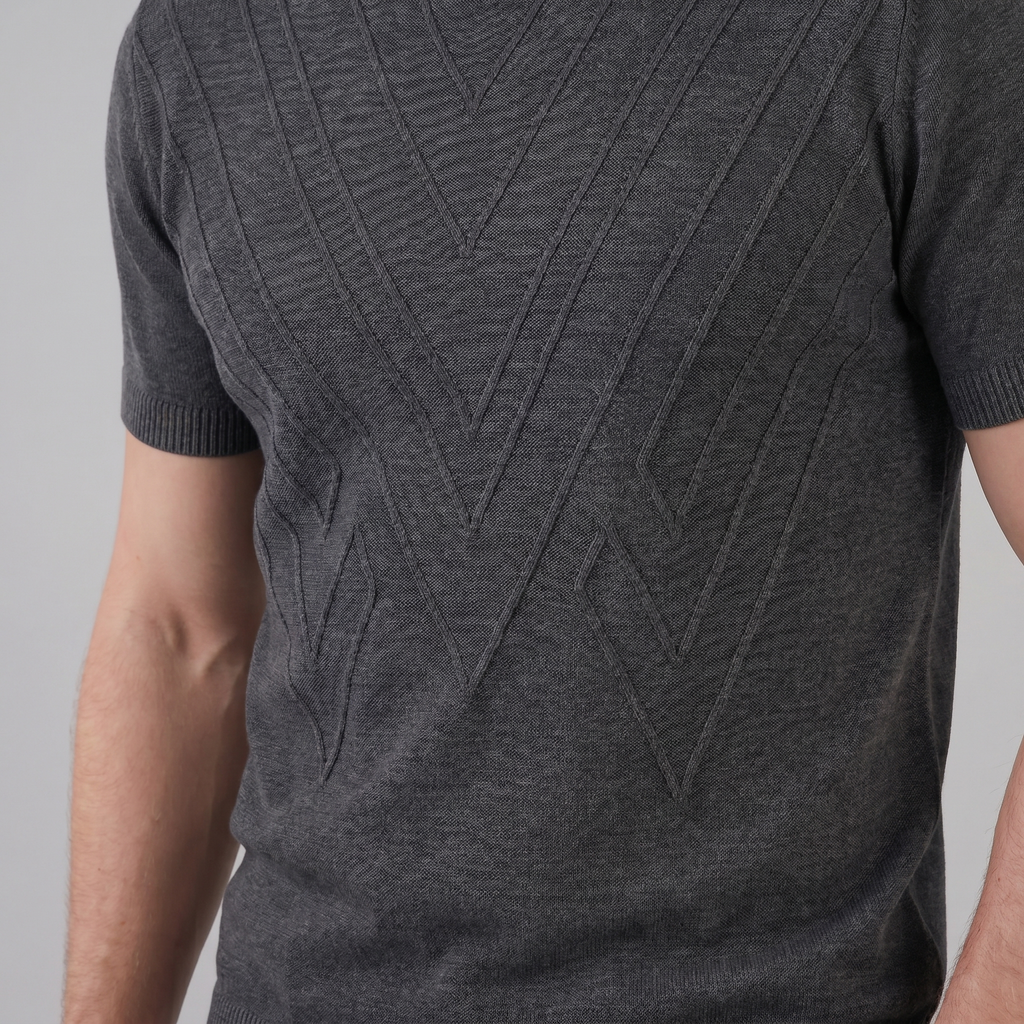 Textured Knit T-Shirt for Men - Casual Short Sleeve Top in Comfortable Fabric