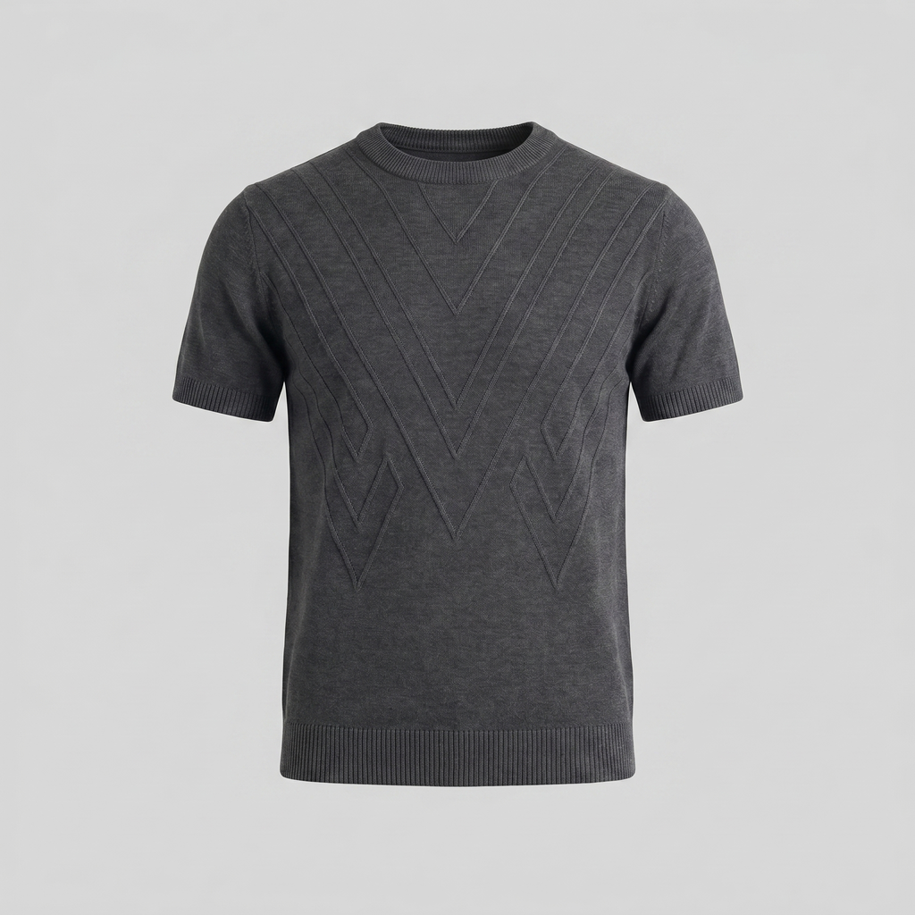 Textured Knit T-Shirt for Men - Casual Short Sleeve Top in Comfortable Fabric