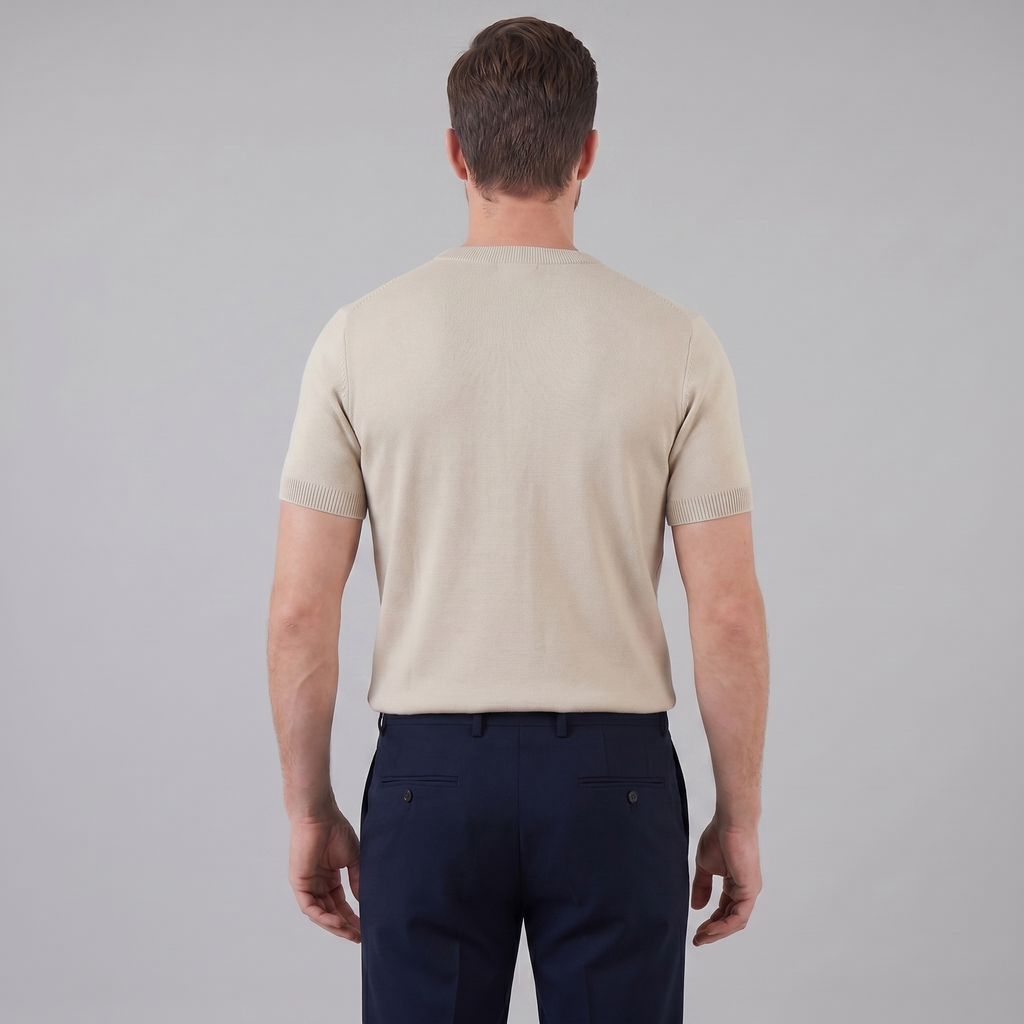 Textured Knit T-Shirt for Men - Casual Short Sleeve Top in Comfortable Fabric