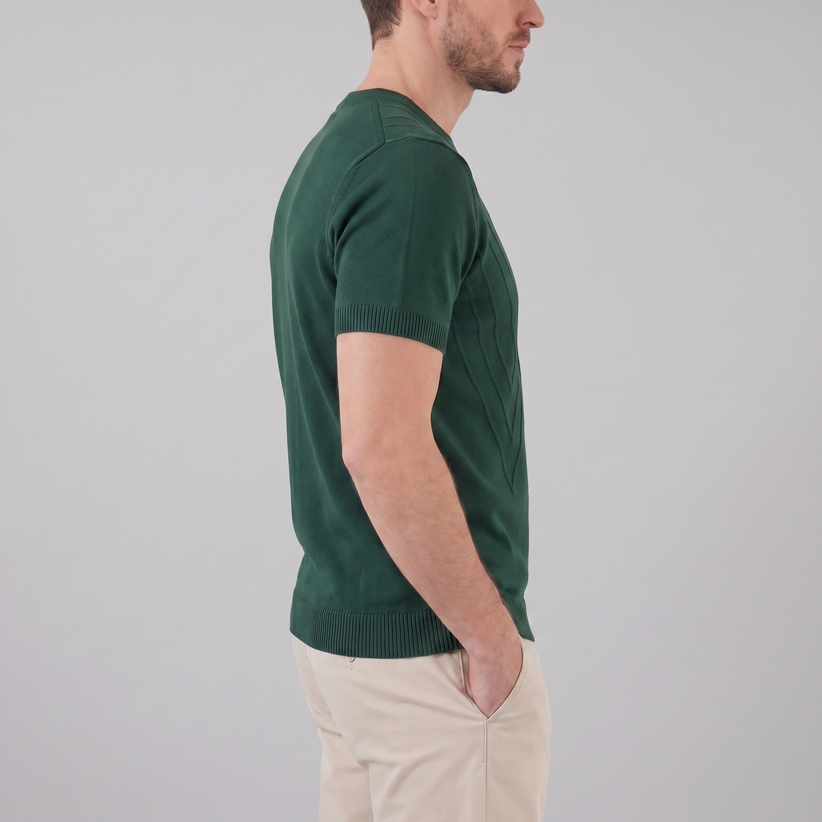 Textured Knit T-Shirt for Men - Casual Short Sleeve Top in Comfortable Fabric