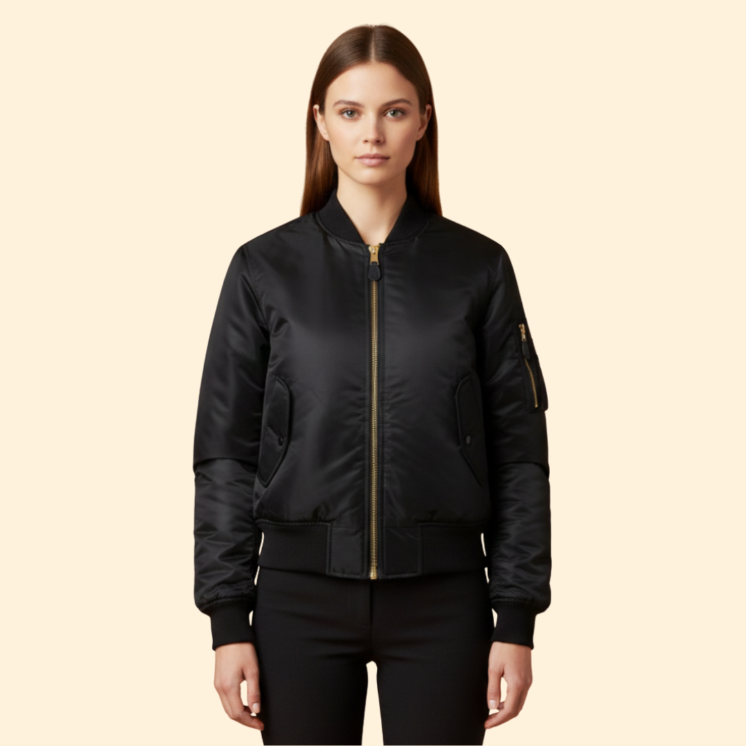 Women’s Classic Bomber Jacket – Casual Wear, Stylish Layering