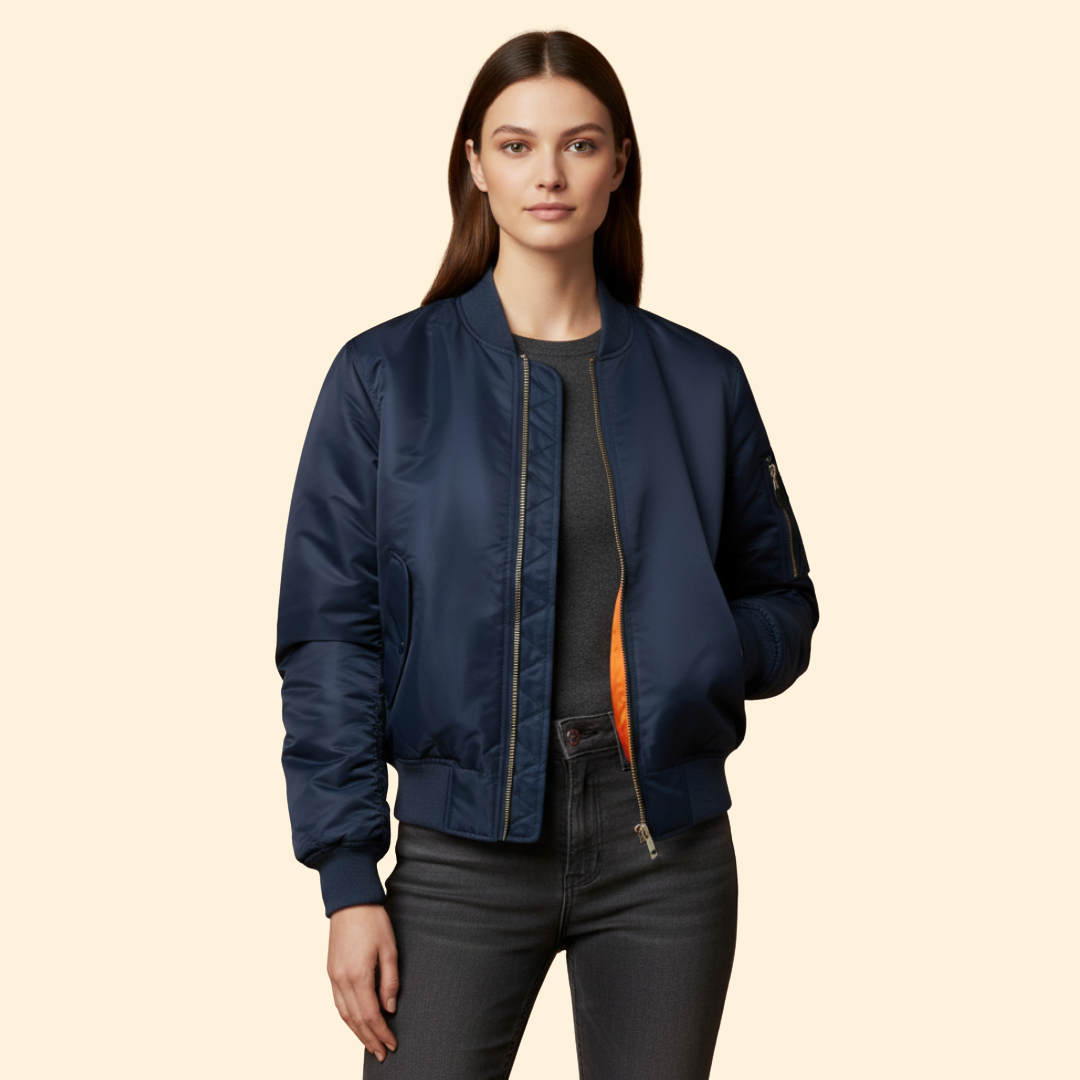 Women’s Classic Bomber Jacket – Casual Wear, Stylish Layering
