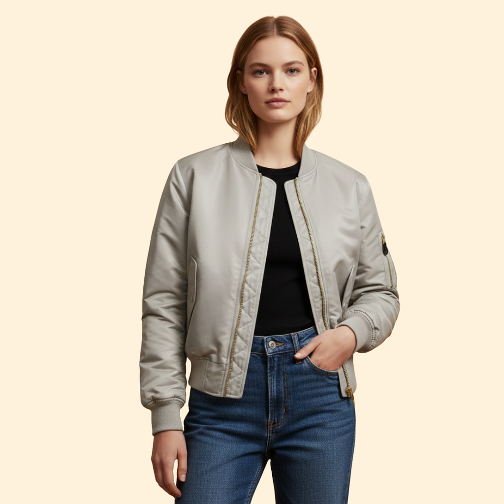 Women’s Classic Bomber Jacket – Casual Wear, Stylish Layering