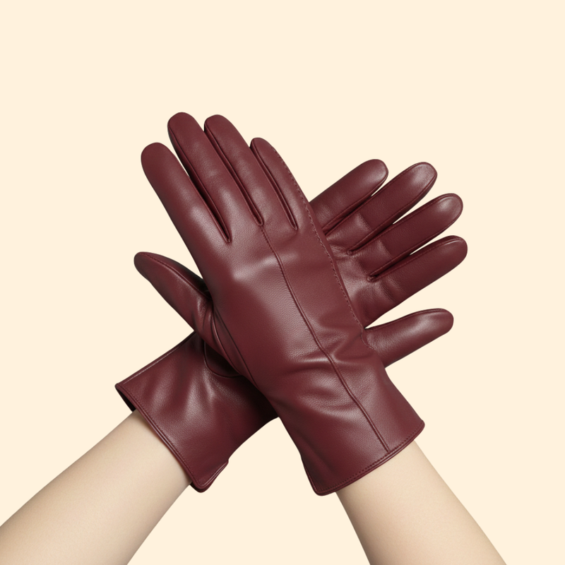 Women’s Leather Stitch Gloves – Winter Warmth, Stylish Accessory