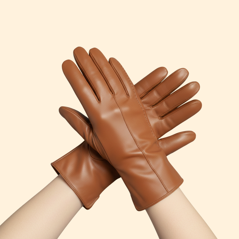 Women’s Leather Stitch Gloves – Winter Warmth, Stylish Accessory