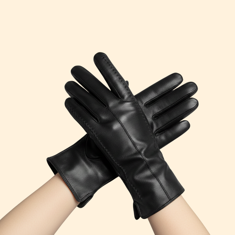 Women’s Leather Stitch Gloves – Winter Warmth, Stylish Accessory