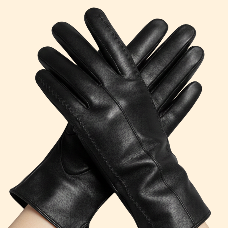 Women’s Leather Stitch Gloves – Winter Warmth, Stylish Accessory