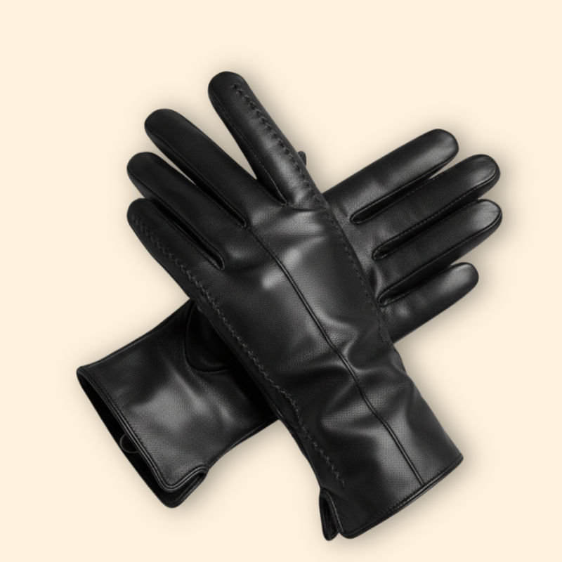 Women’s Leather Stitch Gloves – Winter Warmth, Stylish Accessory