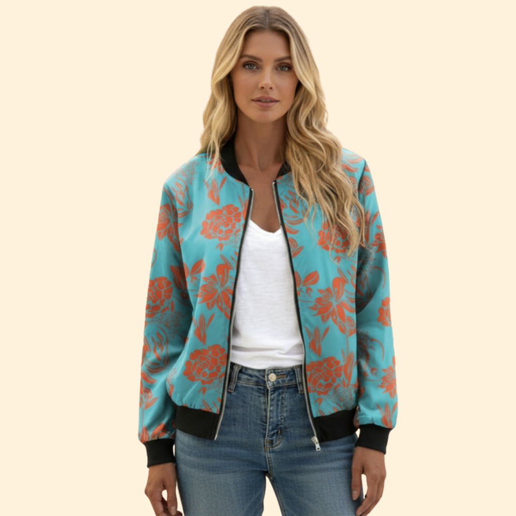 Women's Printed Bomber Jacket – Casual Wear, Stylish Layering