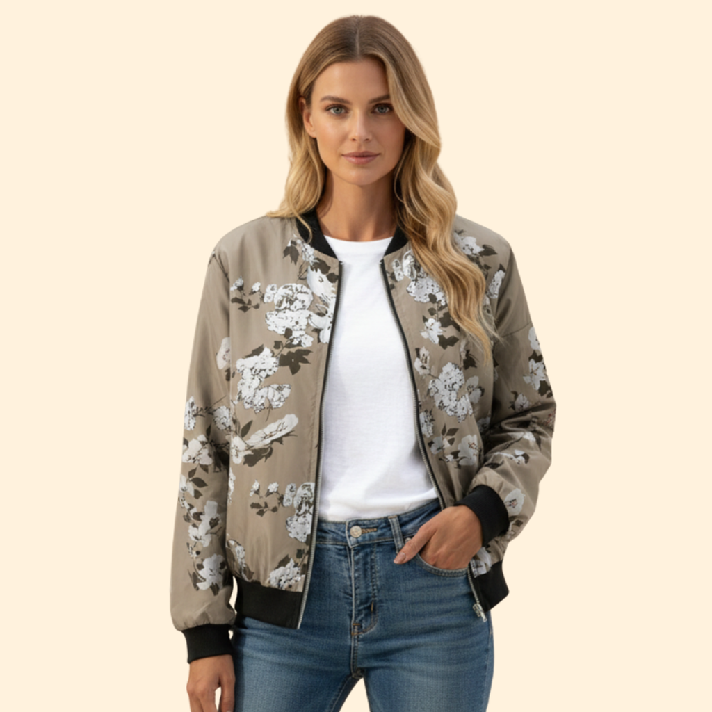 Women's Printed Bomber Jacket – Casual Wear, Stylish Layering