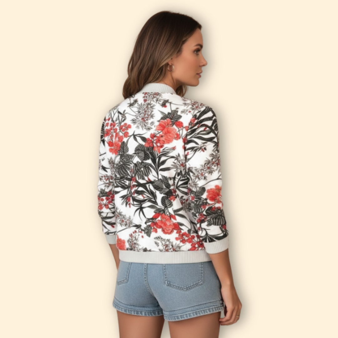 Women's Printed Bomber Jacket – Casual Wear, Stylish Layering