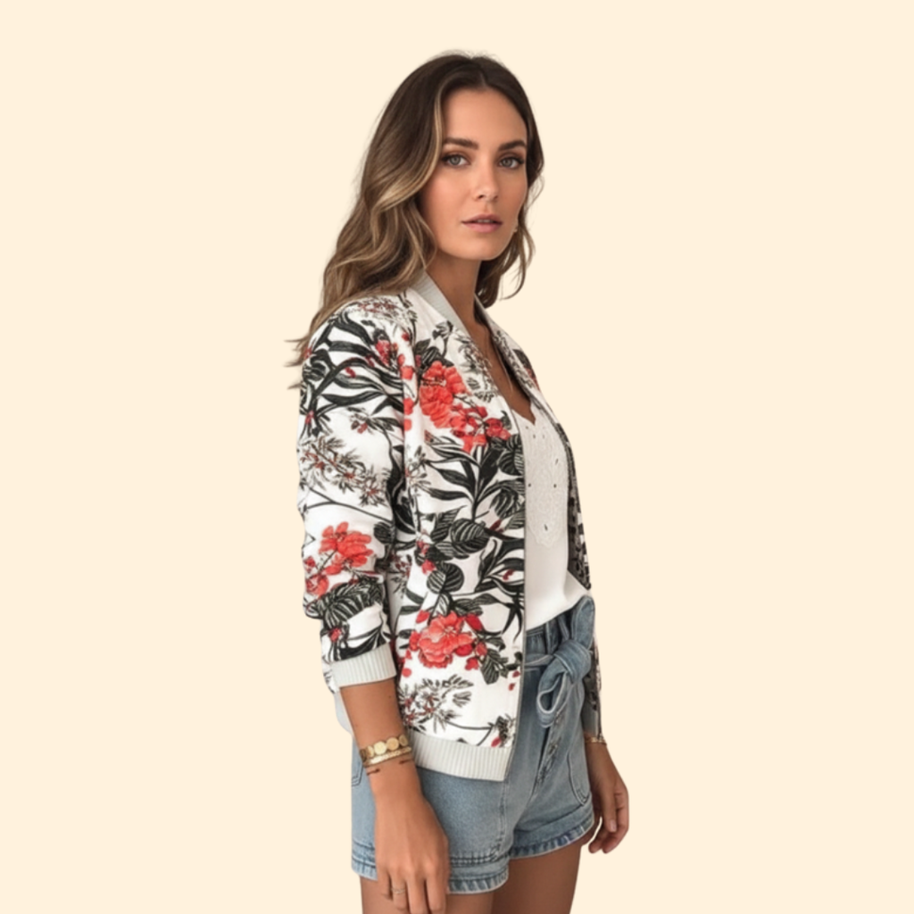 Women's Printed Bomber Jacket – Casual Wear, Stylish Layering