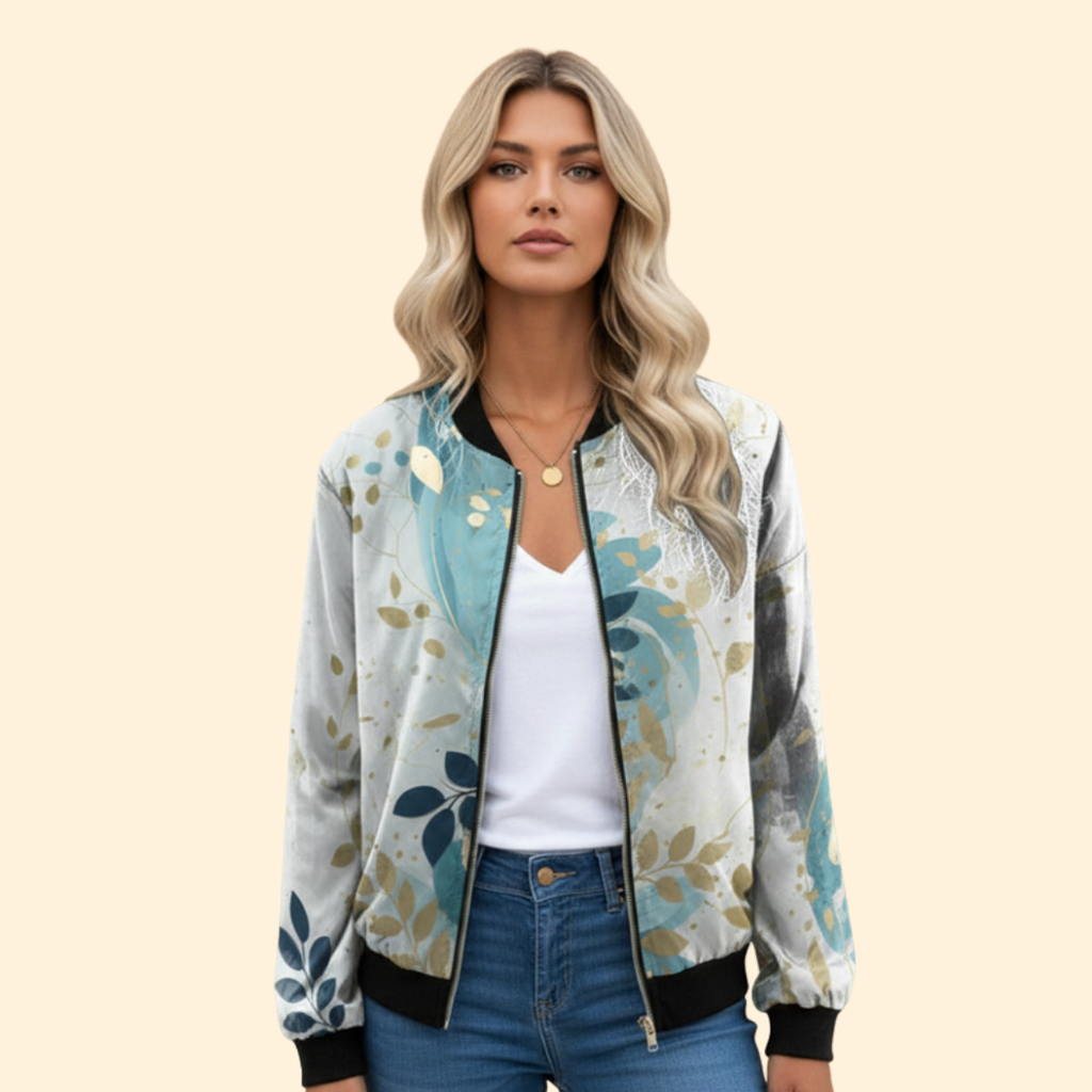 Women's Printed Bomber Jacket – Casual Wear, Stylish Layering