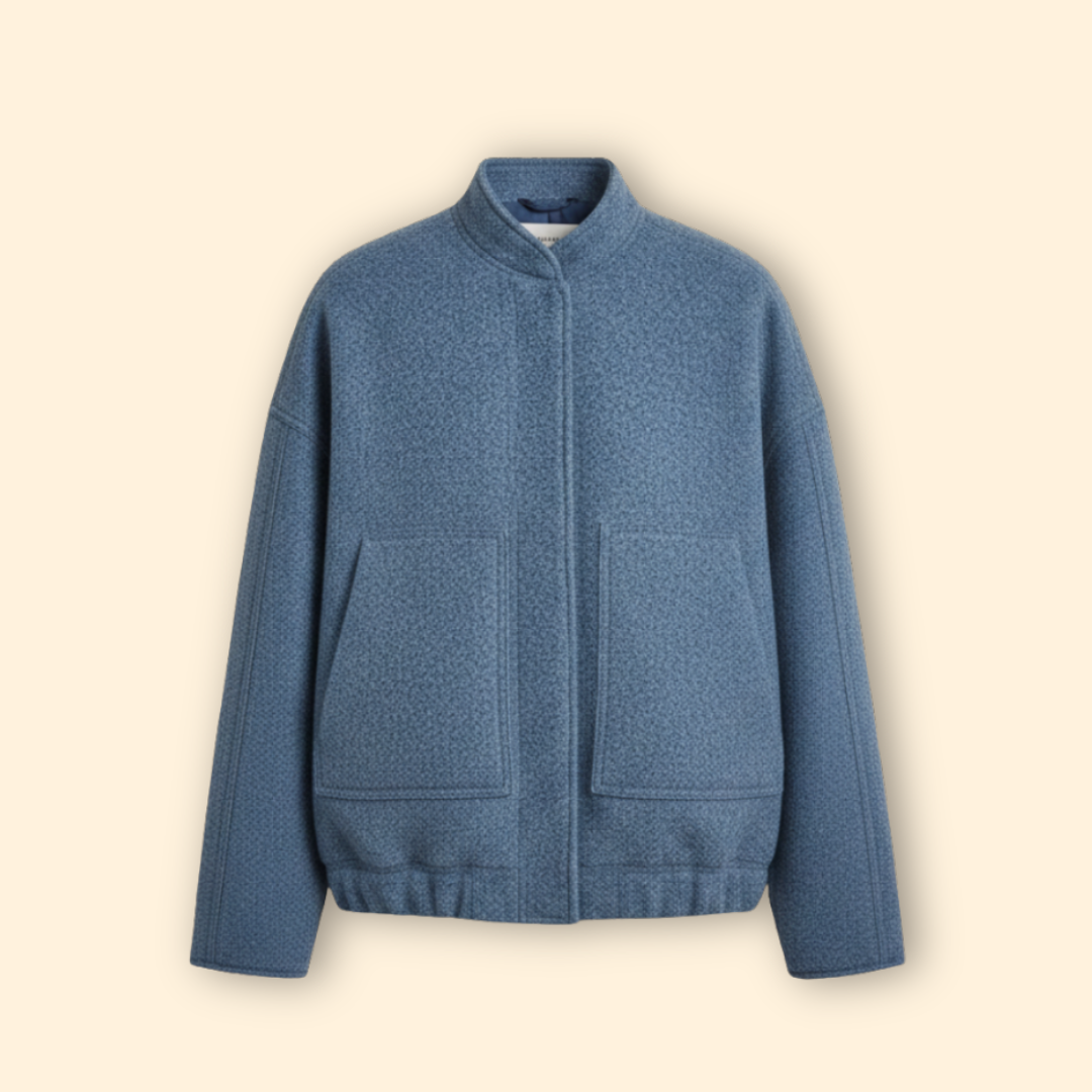 Women's Relaxed Fit Bomber Jacket in Blue – Casual Wear, Everyday Style