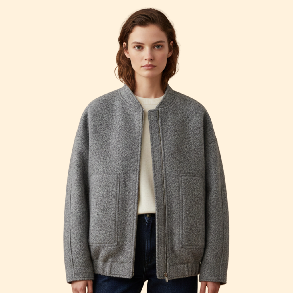 Women's Relaxed Fit Bomber Jacket in Blue – Casual Wear, Everyday Style