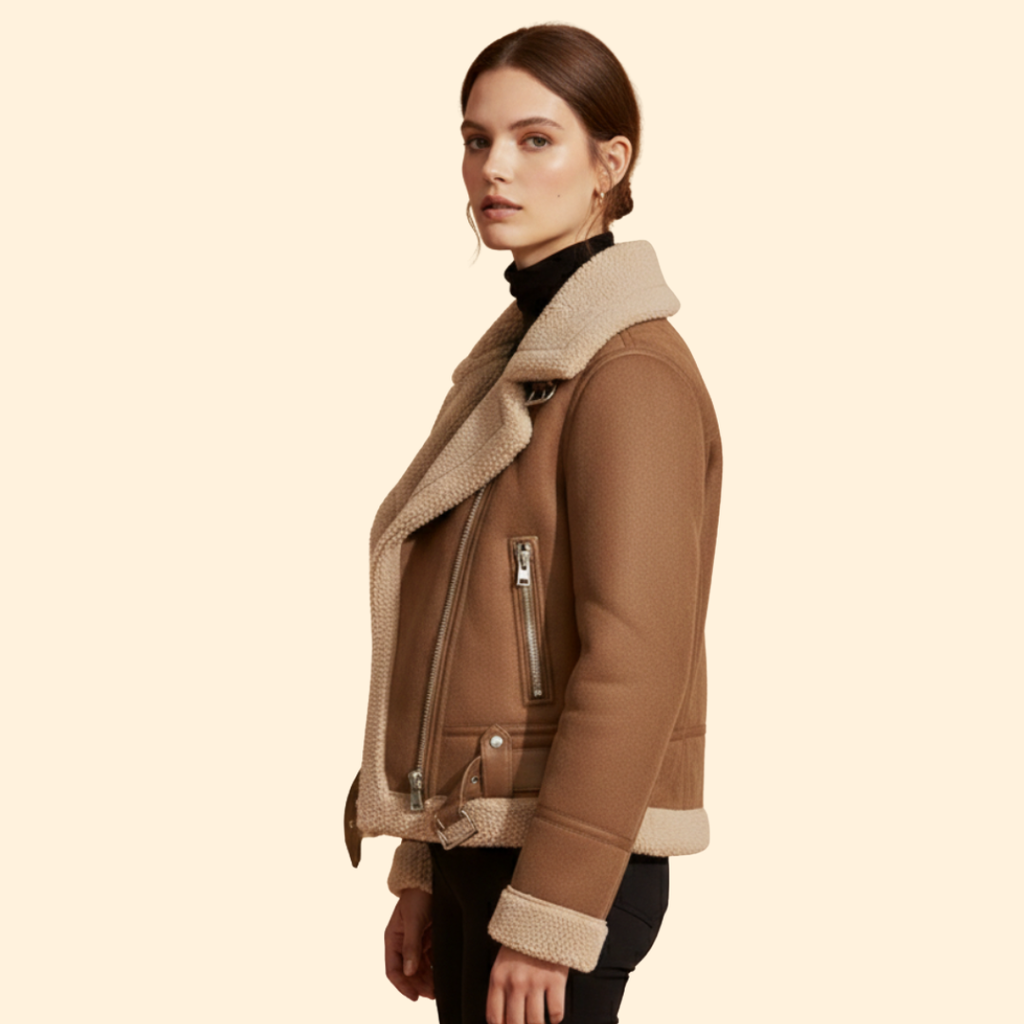 Women’s Sherpa Bomber Jacket – Casual Wear, Winter Fashion