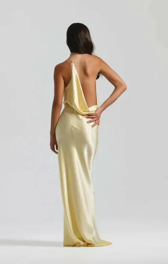 Satin Cowl Maxi Dress – Occasion Gown for Weddings & Events