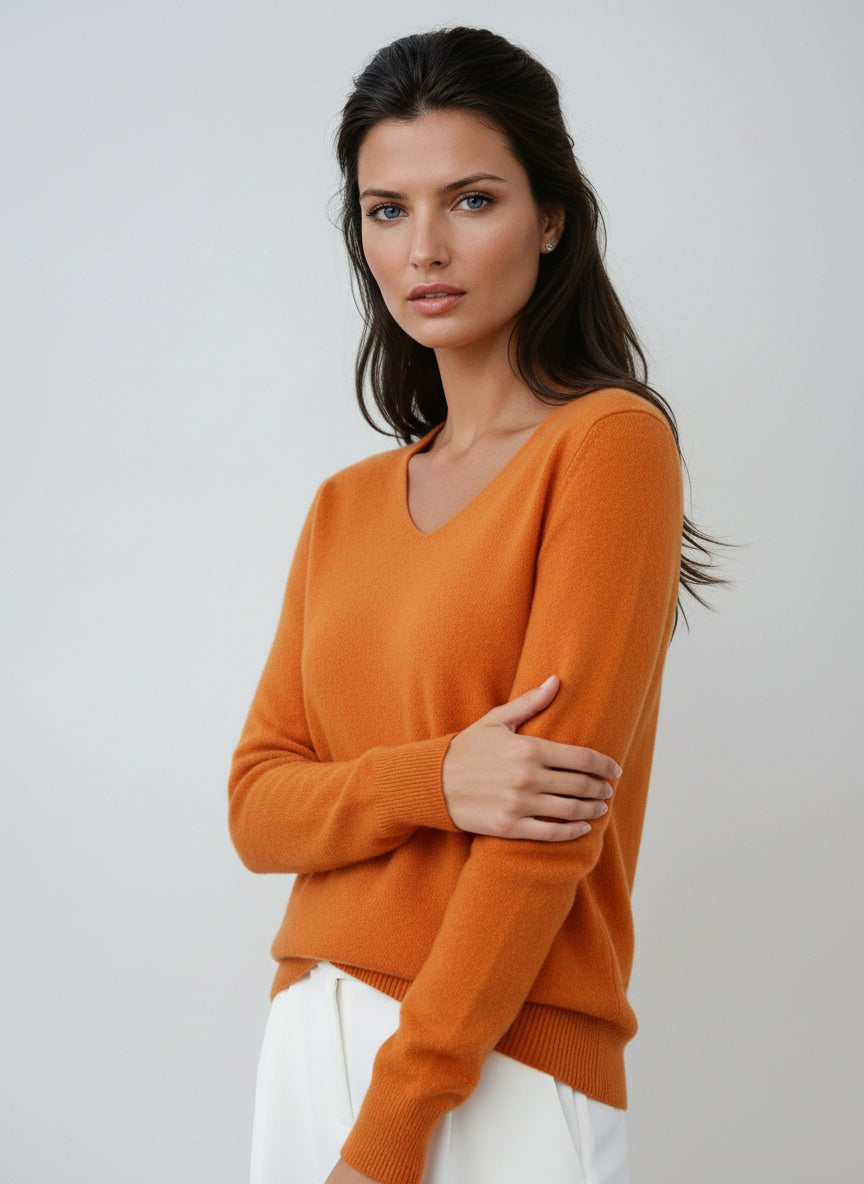 V-Neck Long Sleeve Jumper in Soft Fabric – Casual Wear, Everyday Style