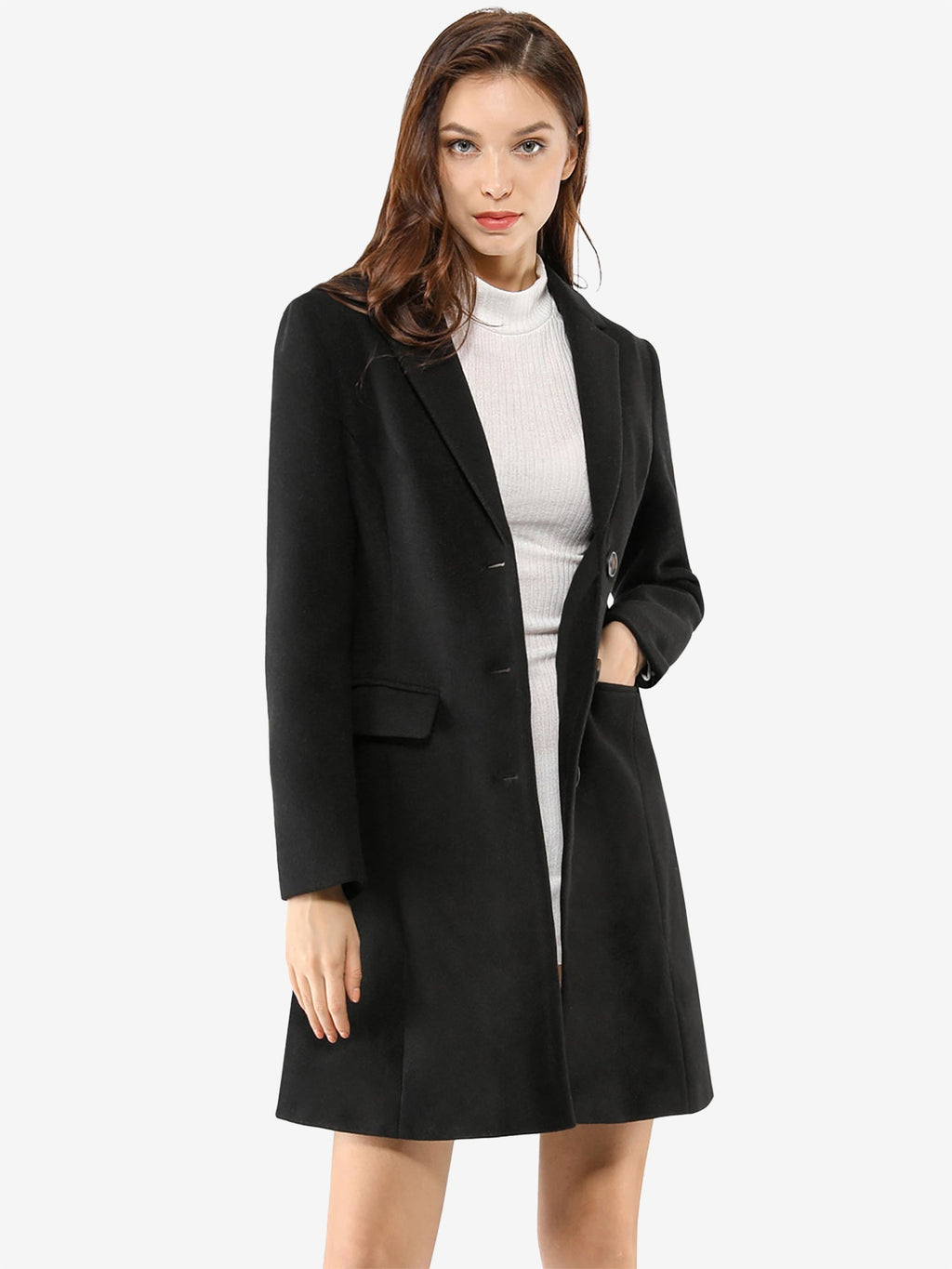 Classic Wool Coat with Collar – Stylish Outerwear for Office, Casual Wear