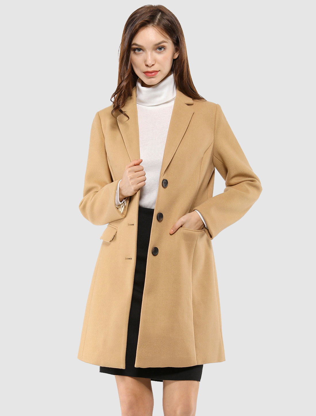 Classic Wool Coat with Collar – Stylish Outerwear for Office, Casual Wear