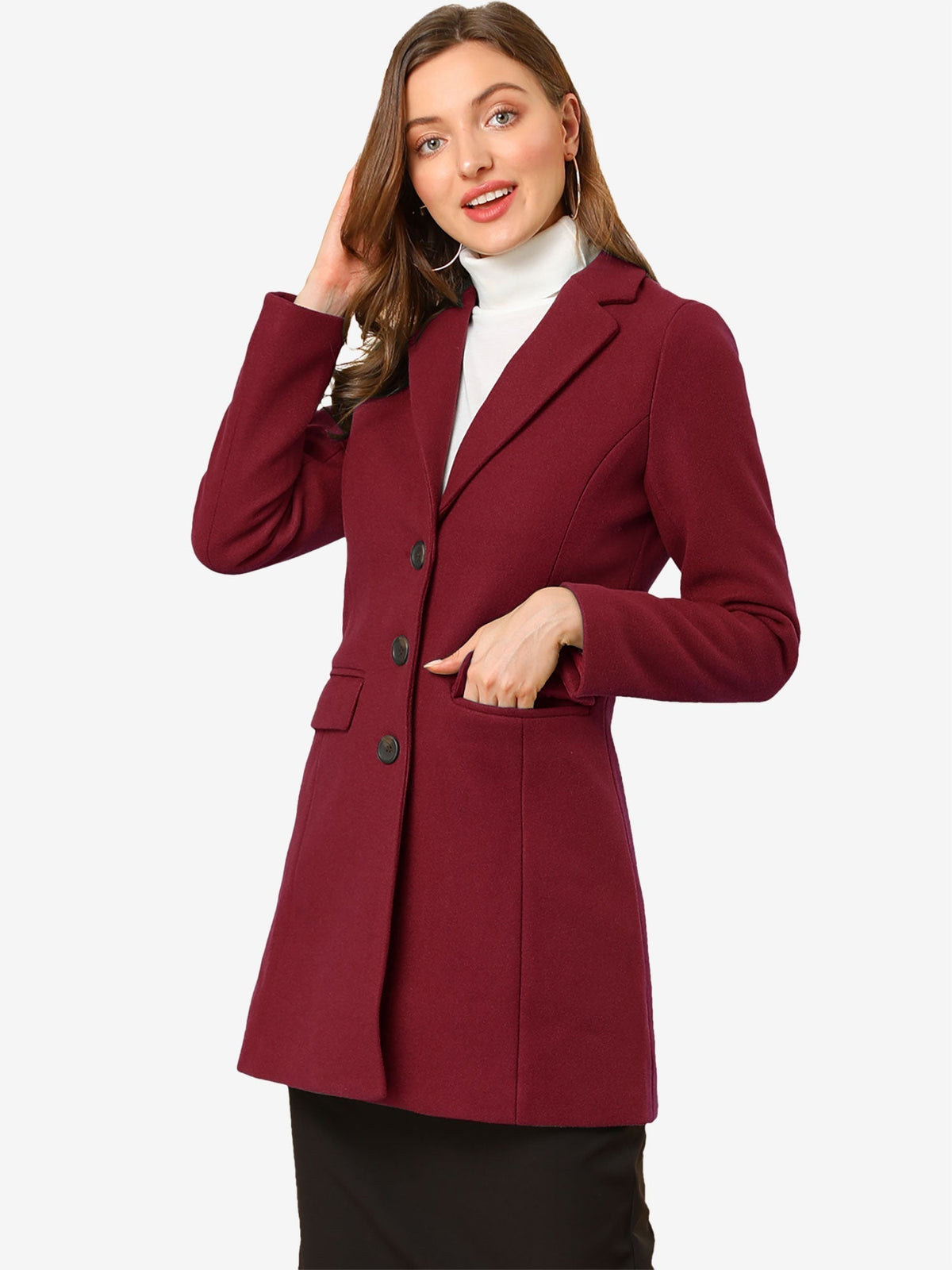Classic Wool Coat with Collar – Stylish Outerwear for Office, Casual Wear