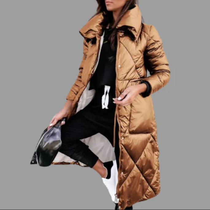 Women's Winter Parka Coat – Quilted, Long Length, Warm – Outdoor, Casual