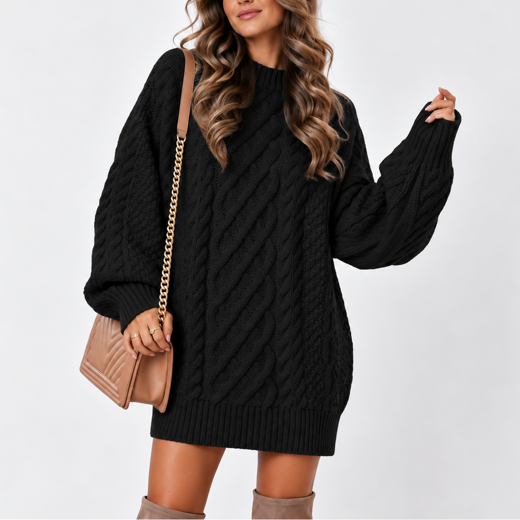 Women's Oversized Cable Knit Jumper – Casual, Everyday Wear