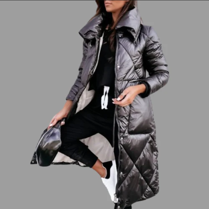 Women's Winter Parka Coat – Quilted, Long Length, Warm – Outdoor, Casual
