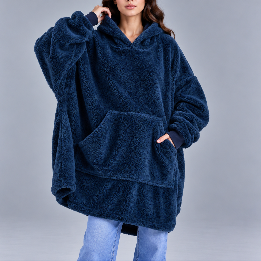 Women's Oversized Fleece Hoodie – Ultra Warm Sherpa Material, Cosy Blanket Sweatshirt – Home, Outdoor
