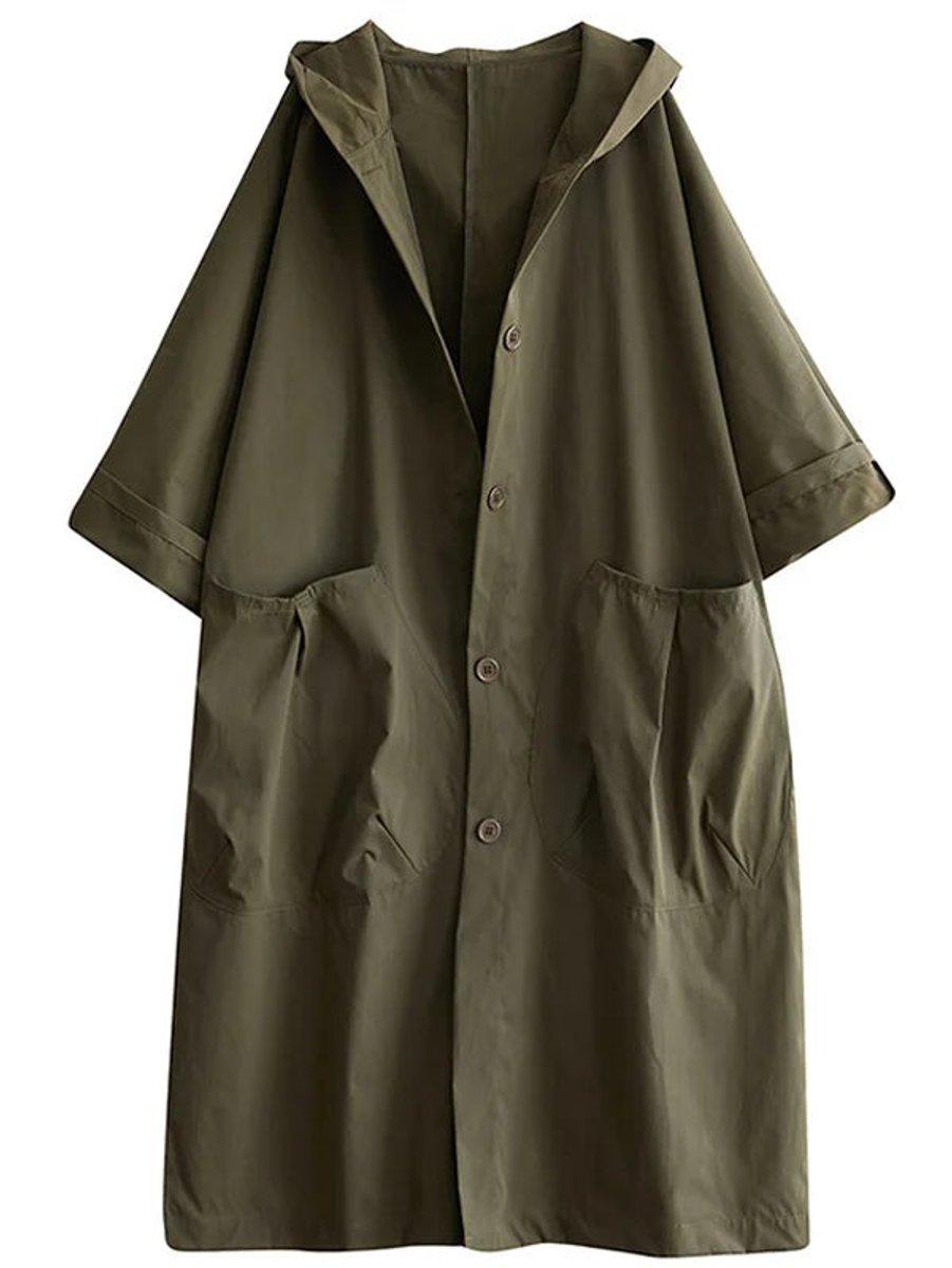 Women's Oversized Hooded Trench Coat Water-Resistant – Casual, Outdoor