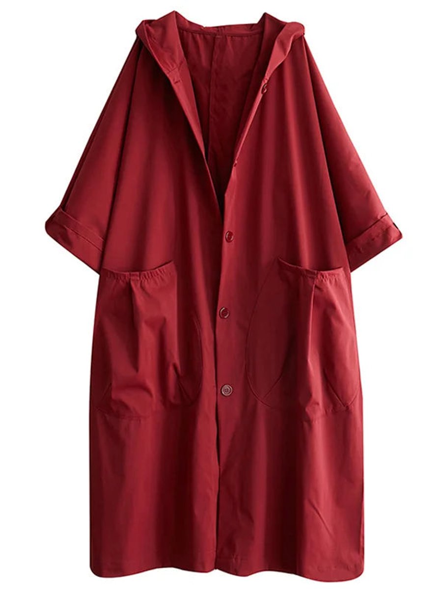 Women's Oversized Hooded Trench Coat Water-Resistant – Casual, Outdoor