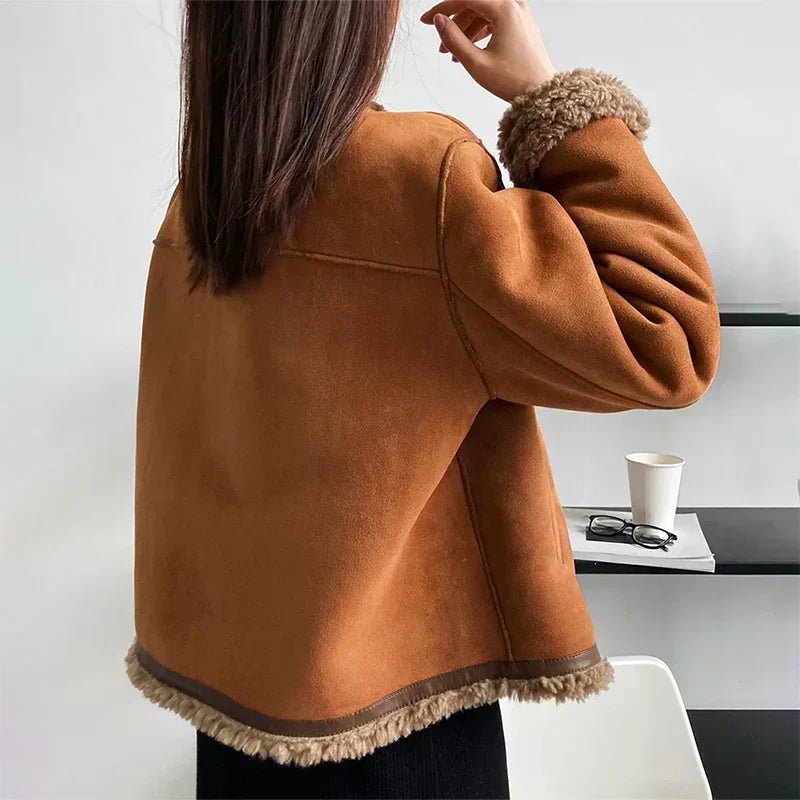 Faux Shearling Jacket in Brown – Casual Layering, Stylish Winter Wear
