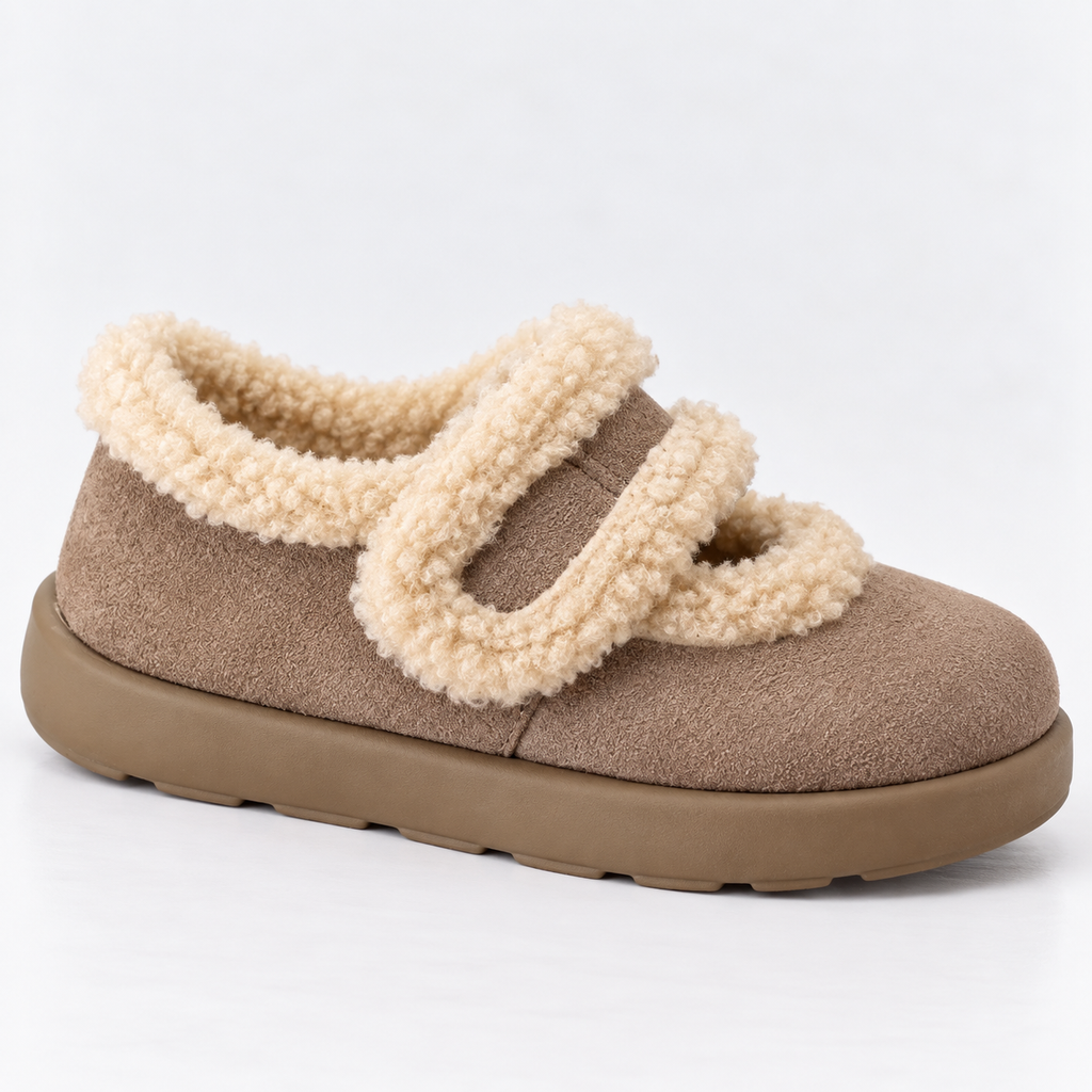Women’s Suede Slippers with Fur Lining – Cosy Winter Footwear, Slip-On Comfort