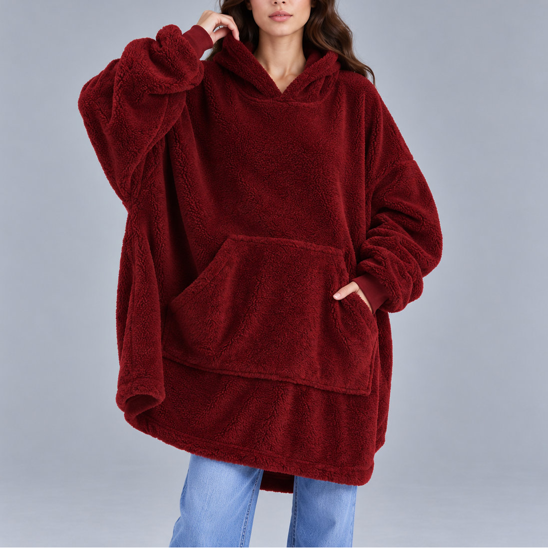 Women's Oversized Fleece Hoodie – Ultra Warm Sherpa Material, Cosy Blanket Sweatshirt – Home, Outdoor