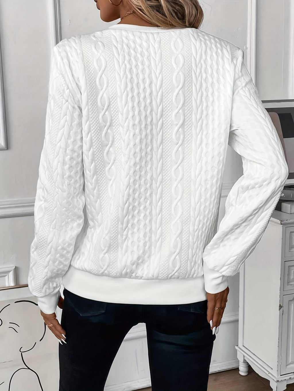 White Cable Knit Jumper – Casual Wear, Everyday Style
