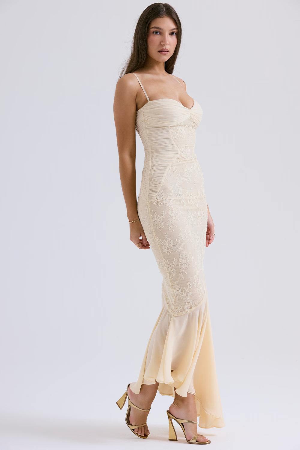Ethereal Vanilla Fluid Maxi Dress Women UK – Formal Occasion, Wedding Guest