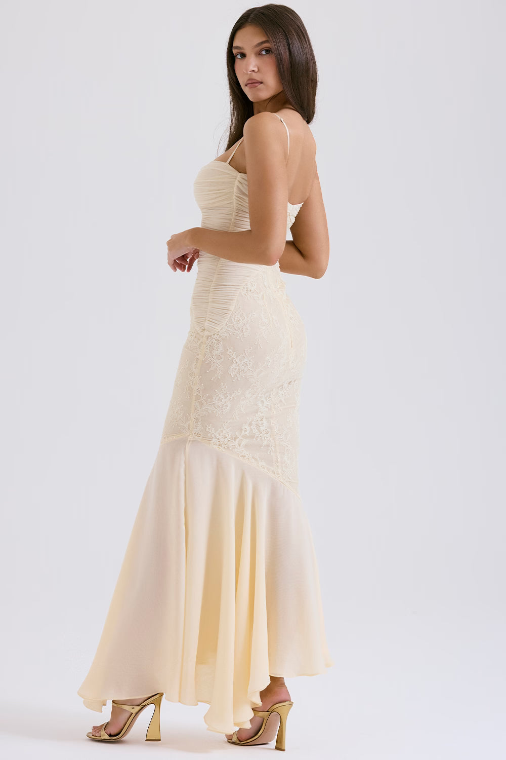 Ethereal Vanilla Fluid Maxi Dress Women UK – Formal Occasion, Wedding Guest